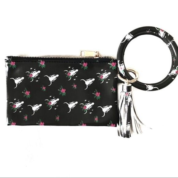 Western Skull Floral Print Wristlet Clutch - Picture 9 of 13